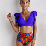 Lotus Leaf Edge High Waist Bikini