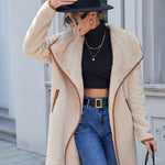 Lapel Irregular Mid -length Double -sided Plush Coat