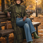 Retro Plaid Long Tweed Coat
