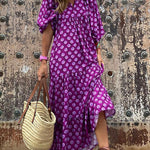 Puff Sleeve Tiered Midi Dress
