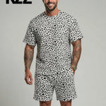 KZZ Men's Leopard Print Two-Piece Set