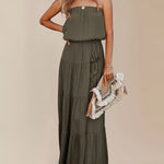 Solid Color Tube Top Stitching Backless Long Dress Strapless Backless Robe Dress