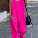 Relaxing Bay Solid Color Pocketed Casual Beach Jumpsuit