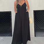 Nadorine Women's Casual Loose-Fitting Sleeveless Wide-Leg Jumpsuit