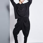 Casual Loose Split-Joint Solid Color High-Waisted Harem Pants