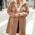 Plush Loose Single-breasted Rhombus Design Coat