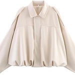 Womens Suede Lapel Pilot Cropped Jacket