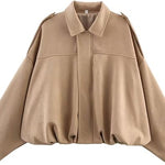 Womens Suede Lapel Pilot Cropped Jacket