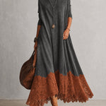 Milly | Lace-Hem Suede Maxi Dress