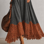 Milly | Lace-Hem Suede Maxi Dress
