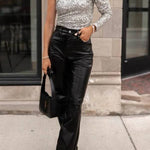 Party Season Sequin One Shoulder Sleeve Stretch Bodysuit Top