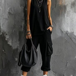 Dark Gray Vest And Jogger Cargo Pants Casual Suit