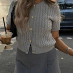 Solid Color Short Knit Sweater