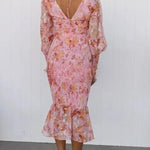Garden Gathering Floral Smocked Waist Midi Dress