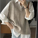 V-neck Waistcoat Sweater Loose Knitted Sleeveless Vest Top