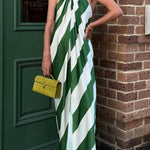 Most Dreamy Stripe Print Halter Tie-up Backless Pocket Loose Maxi Dress