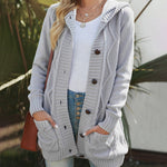 Hooded Fleece Lined Sweater Cardigan Button Down Front Winter Coat