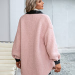 Lapel Collar Plush PU Single-breasted Trench Coat