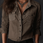 Vintage Washed Taupe Western Slim Fit Button-Down Shirt