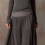Vintage Ribbed Knit Maxi Dress In Charcoal Gray