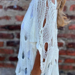 Solid Color Loose-fitting Openwork Casual Knit Top