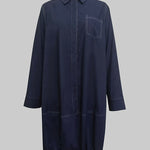 Long Sleeves Loose Buttoned Pockets Solid Color Lapel Midi Dresses