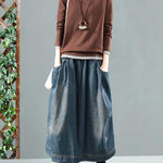 Split-joint Denim Skirt Bottom