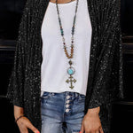 Sequined Plus Size Loose Top Color Jacket