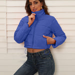 Short Puffer Jacket Stands Up Zipper Outerwear