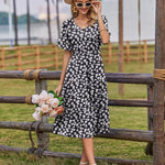 Nadorine Damen Elegant V-Ausschnitt Kleider A Linie Kurzarm Freizeitkleid (DE Only)