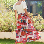 Nadorine Maxi Skirts Boho Pleated A-Line Flowy Swing Skirt