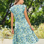 Nadorine Casual Ruffle Sleeve V Neck Midi Dress