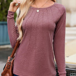 Nadorine Women Long Sleeve Shirts Casual Pleated Tunic Blouses