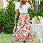 Nadorine Maxi Skirts Boho Pleated A-Line Flowy Swing Skirt