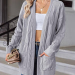 Nadorine Women's Oversized Cardigan Cable Knit V Neck Sweater