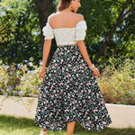 Nadorine Women High Waisted Long Skirt Flowy Drawstring Maxi Skirt