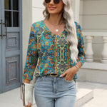 Nadorine 3/4 Length Sleeve Womens Tops Casual V Neck Shirts Soft Basic Tees Business Work Blouses