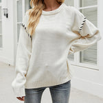 Loose Casual Knitted Patchwork Sweater Top