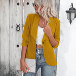 Nadorine Women's Blazer Elegant 3/4 Sleeve Long Blazer (DE Only)