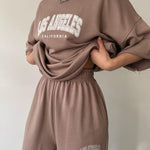 Two Piece Outfits Casual Lounge Sets Round Neck T-shirt Pullover with Pocket Joggers