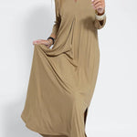 Women Casual V Neck Solid Color Maxi Dress