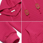 Women Quilted Sweatshirt, Casual Hoodies Pullover with Long Sleeve Hooded Sweatshirt (Us Only)