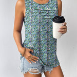 Nadorine Tank Top Blouses Scooped Neck Pleated Front Shirts