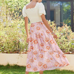 Nadorine Maxi Skirts Boho Pleated A-Line Flowy Swing Skirt