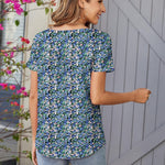 Nadorine Women Tunic Tops Dressy Casual Short Sleeve Floral Shirts