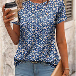 Zeagoo Womens Short Sleeve Tunic Shirts Floral Print Tops