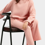 Nadorine Casual Knit Two-Piece Set Loose-Fit Sweater and Wide-Leg Pants