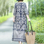 Vintage Cotton Blend Printing Midi Dresses