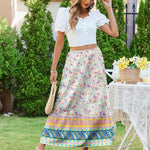 Nadorine Maxi Skirts Boho Pleated A-Line Flowy Swing Skirt