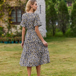 Nadorine Damen Elegant V-Ausschnitt Kleider A Linie Kurzarm Freizeitkleid (DE Only)